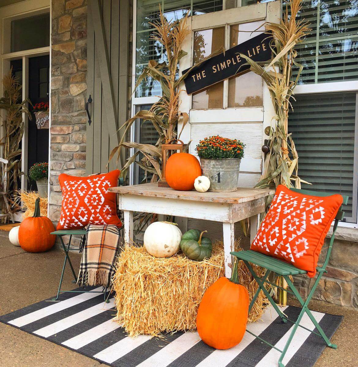 Fall-themed Front Porch