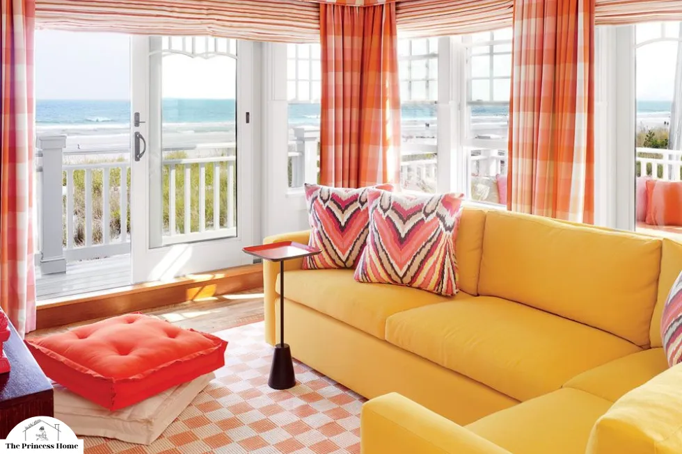 Warm colors such as reds, oranges