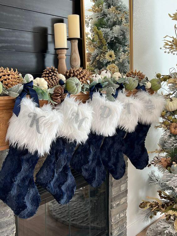 7.Navy Blue Christmas Stockings