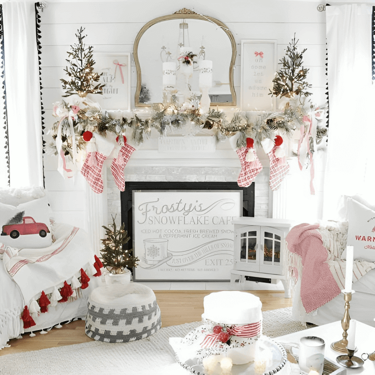 Adorable shabby chic Christmas decor Cozy home tour