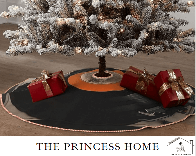 32.Vintage Vinyl Record Print Tree Skirts