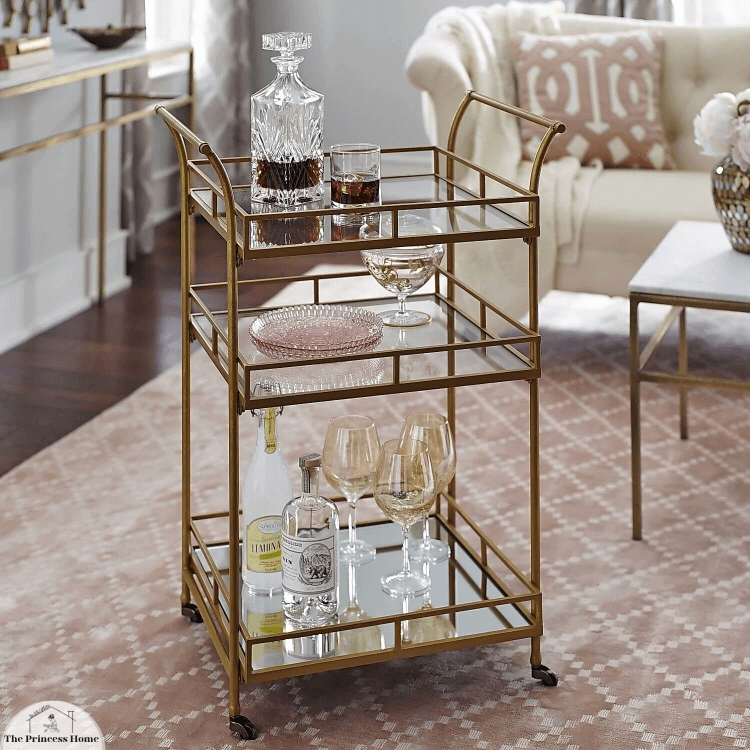The Mirrored Bar Cart: A Mobile Elegance