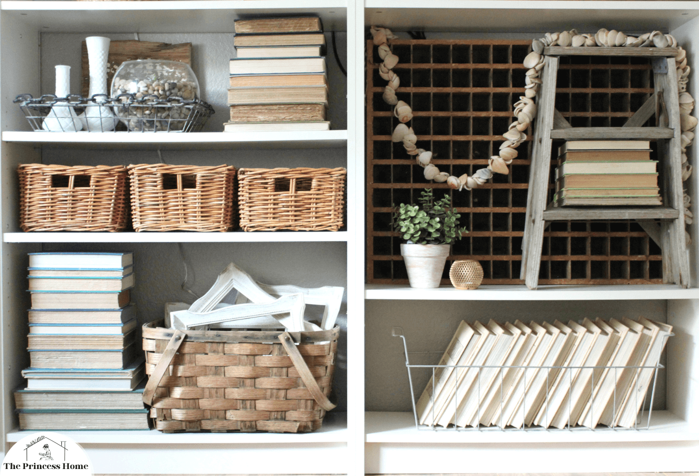 Bookshelves with Warm Tones: