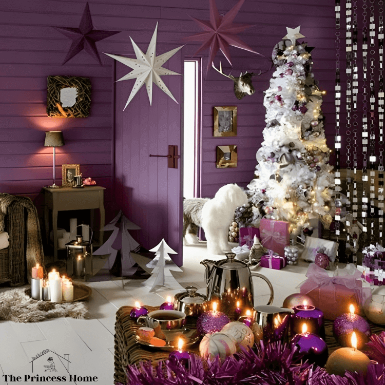 22.Purple Glitter and Metallic Accents: