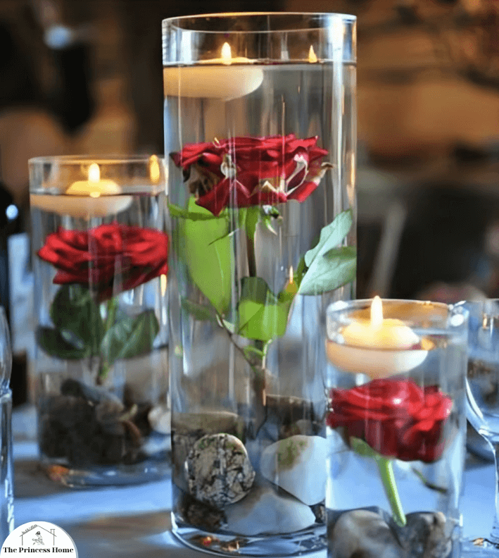 5.Floating Flowers in Bowls: