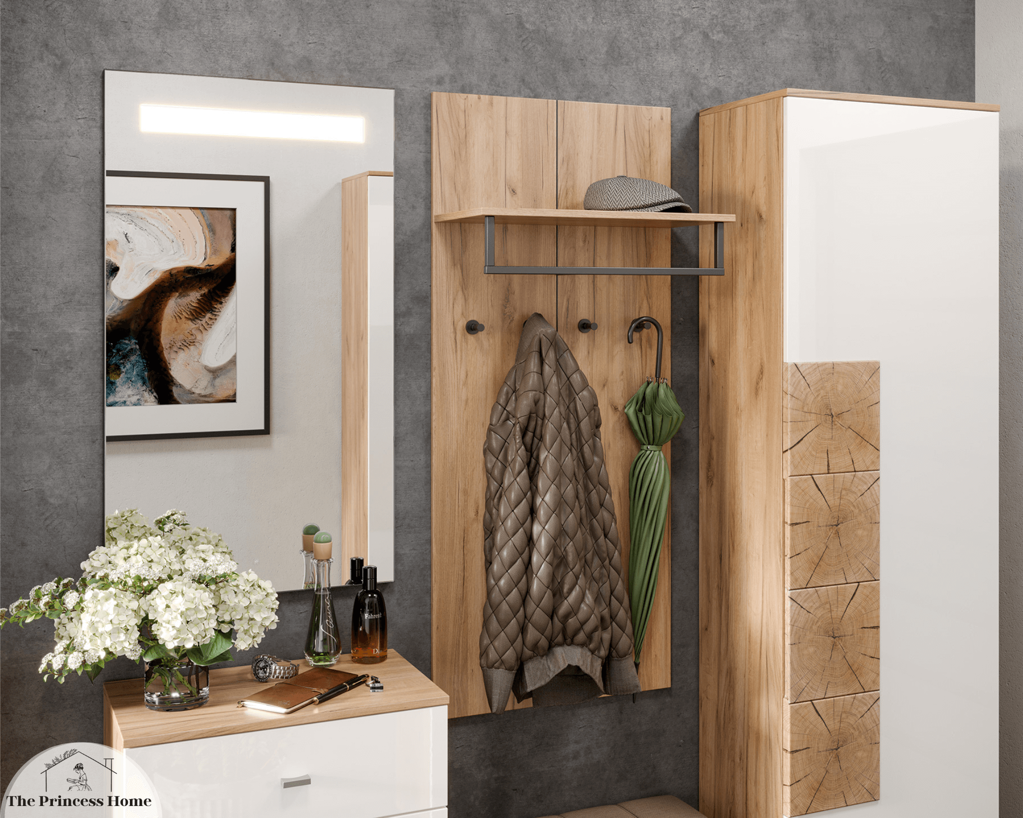 Hanging Coat Rack with Shelf: