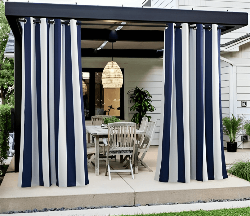 16.Navy Blue Outdoor Drapes: