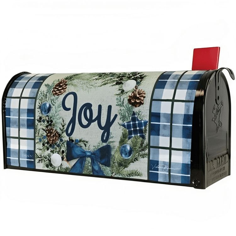 14.Navy Blue Christmas Mailbox Decor: