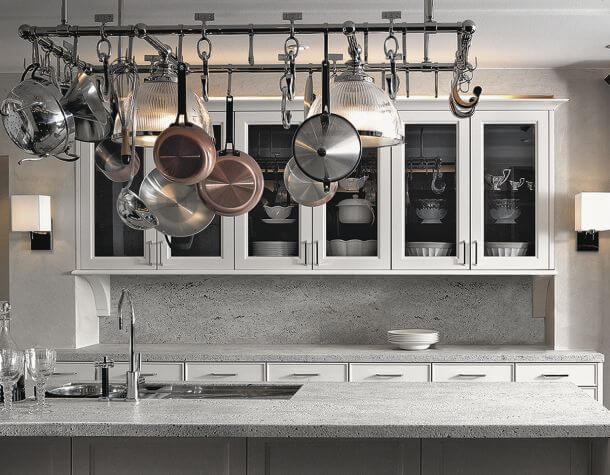 Add a falling platform above the counter to hang pots