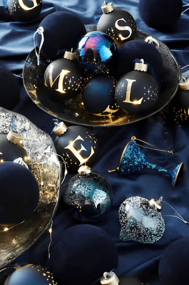 3.Navy Blue Ornaments: