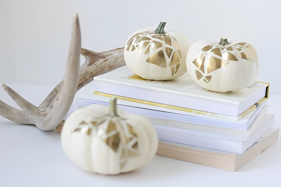 29-Gold Geo No-Carve Pumpkins